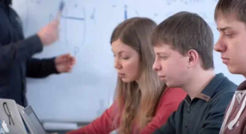 Katya in class at maths school