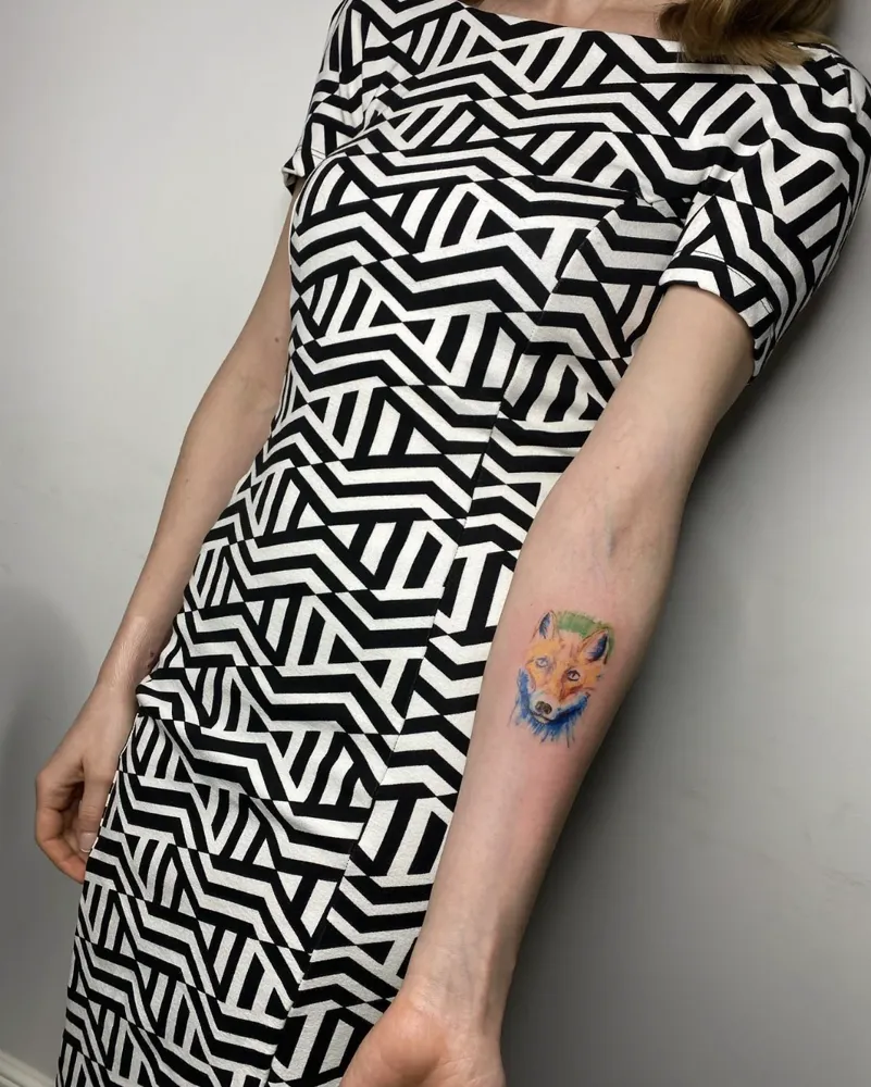 The fox painting as a tattoo on my arm